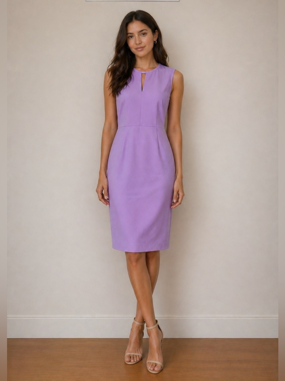 J. Crew Lilac Wool Blend Sleeveless Keyhole Sheath Knee Length Dress Size 12